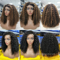 Unprocessed Raw Natural Lace Front Curly Bob Wig,Wholesale Short Human Hair Lace Front Wig,Brazilian Hair Hd lace Frontal Wigs